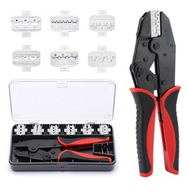 Mayouko 7PCS Quick Change Wire Crimping Tool Set for Heat Shrink, Insulated Nylon, Non-Insulated, Wire Ferrules, Open Barrel Terminals, Solar Connectors, Crmiper with 6 Interchangable Die