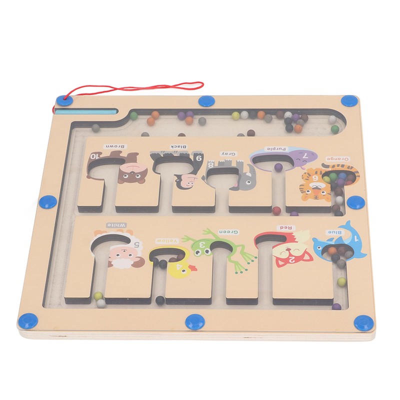 Magnetic Color and Number Maze Board Early Education Wooden Matching