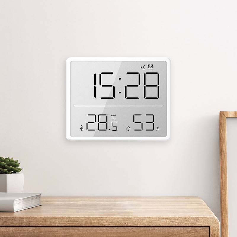 Digital Alarm Clock LCD Screen Temperature Humidity Time Display Electronic