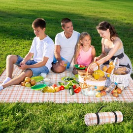 Picnic Blanket 80''x80'' Extra Large Outdoor Blanket, Waterproof, Sandproof, Machine Washable, Tear Resistant, Foldable Picnic Mat for Camping, Grass, Park, Travel, Beach – Orange