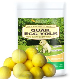 YUNSHAN Freeze-Dried Quail Egg Yolk Dog & Cat Treats, 10 oz, Natural Pet Snacks
