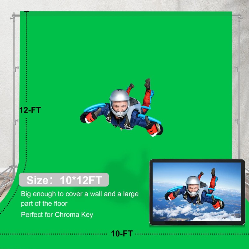 Aimosen 12 X 10 FT Large Green Screen Backdrop for