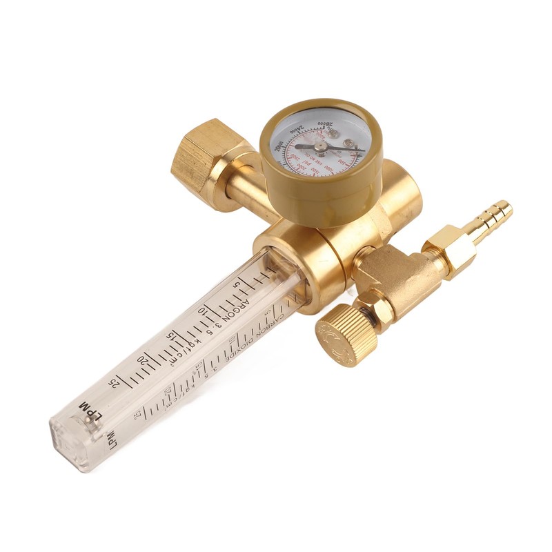 Argon Regulator with Pressure and Gas Flowmeter, Manual Knob, for