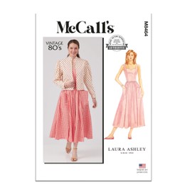McCall's M8464K5 Vintage 1980s Lined Jacket and Dress for Men and Women Sewing Pattern Pack by Laura Ashley, Design Code M8464, Paper, Multi-Colour, Sizes 8-10-12-14-16