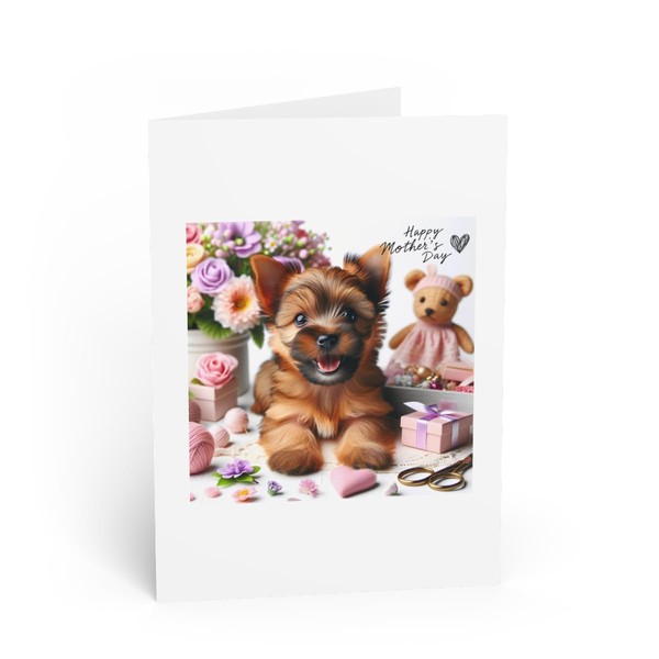 DistinctInk Greeting Card/Note Card - Norwich Terrier Puppy Mother's Day