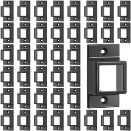 Zonon 40 Pcs 1" x 1" Black Aluminum Fence Brackets Standard Wall Mount for Rails Double Flange Metal Square Residential Black Flat Fence Brackets for Fencing Railing Mounting