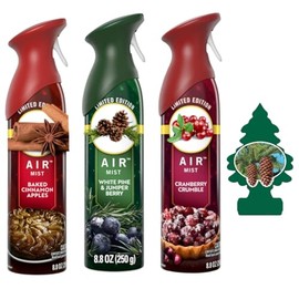 Febreeze Air Mist, Odor-Fighting Air Freshener 8.8oz, Limited Edition-Winter Collection, Pack of 3 (Apple, Pine and Cranberry), with (1) Air Freshener Royal Pine Fragrance