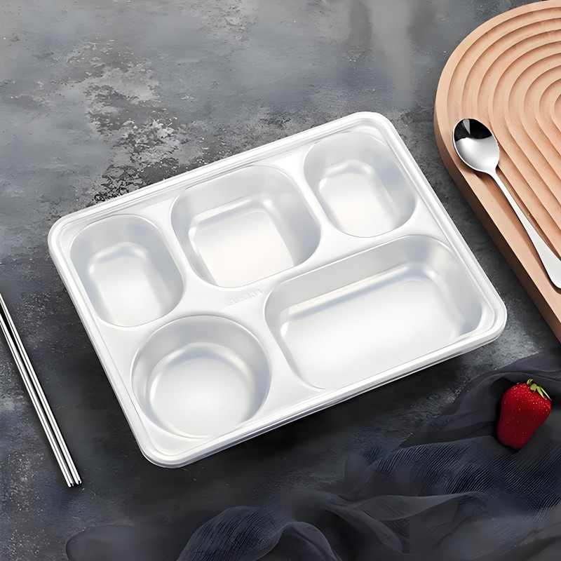 2 Pack Stainless Steel Snack Containers with Lids, Rectangular Divided