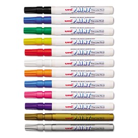 uni Paint Marker,Oil Base,Fine Point,Weather/Fadeproof,12/ST,Ast (SAN63721)