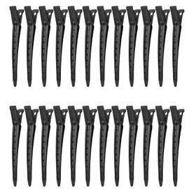 Ondaring 24 Pcs Metal Duck Billed Hair Clips Black for Styling Sectioning, 3.35 Inches Rustproof Metal Alligator Curl Clips Pins for Curls & Long Hair