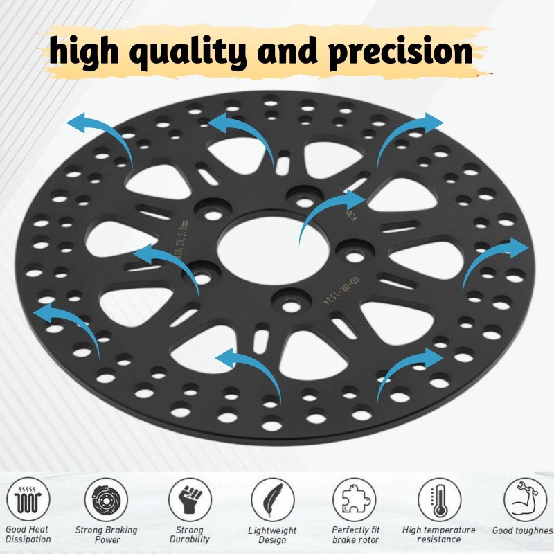 Tarazon Black 11.8" Front Brake Rotor For Harley Touring Road