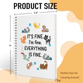 Mhfpl It is Fine I am Fine Everything is Fine Spiral Journal Notebook for Women, Cute Cat Notebooks for Coworkers, Mental Health Gifts for Sister BFF Friend, Sarcastic Office Gifts for Boss Cat Lover