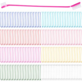 200 Pieces Dog Toothbrush Bulk Dual Headed Dental Brushes Puppy Tooth Brushing Kit Long Handle Dog Tooth Brush for Large Small Dogs Cats and Most Pets Teeth Cleaning Dental Care Supplies, 8 Colors