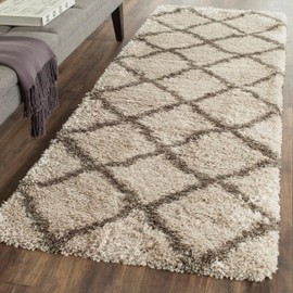 SAFAVIEH Belize Shag Collection Runner Rug - 2'3" x 9', Taupe & Grey, Moroccan Boho Tribal Design, Non-Shedding & Easy Care, 2-inch Thick Ideal for High Traffic Areas in Living Room, Bedroom (SGB489D)
