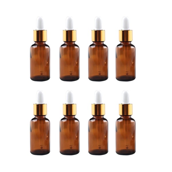ROHIJALE 8Packs 15ml/0.5Oz Small Amber Glass Eye Dropper Bottles with