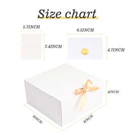 WLUSEAXI 10 Pack Medium White Gift Box with Lid,Bridesmaid Proposal Box with Envelopes and Greeting Cards for Bridesmaid Gift,Wedding,Birthday,8X8X4 Inch