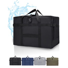 E&Y Foldable Large Capacity 26.5 gal (75 L) / 120 L Boston Bag, Large, Waterproof, Carry-on Travel, Moving, Camping, Disaster, Black