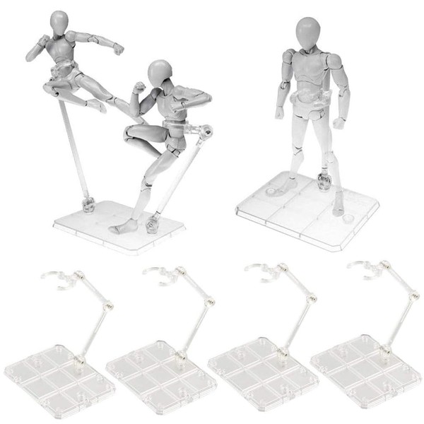LUCKYBEE Set of 6 Plastic Model Stands, Figures, Pedestal, 1/144