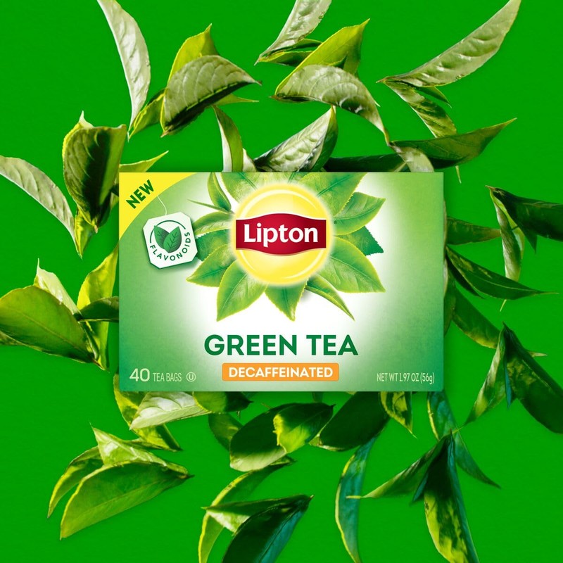 Lipton Decaffeinated Green Tea Bags, Unsweetened Teabags for Decaf Hot