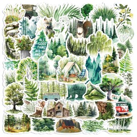50 Pcs Wild Forest Stickers for Girls Boys Children Teens,Forest Stickers for Laptop Water Bottles,Bicycle,Skateboard,Computer,Waterproof Vinyl for Wall,Graffiti Stickers