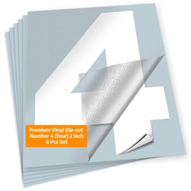 iSYFIX White Vinyl Number 4 (Four) Stickers - 6 Pack 2 inch Self Adhesive - Premium Decal Die Cut & Pre-Spaced for Mailbox, Signs, Door, Cars, Trucks, Home, Business, Address Number, Indoor & Outdoor