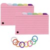 Pastel Pink Index Cards with Rainbow Tabs and Rings, Lined