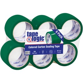 Tape Logic 3 Inch x 55 Yards Green Packing Tape, 2.2 Mil Thick, Pack of 6 Rolls, For Packaging, Shipping, Moving and Color Coding