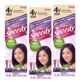 Hoyu Bigen Speedy Conditioning Color Refill #4V Violet Brown (Pack of 3)