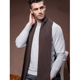 WANYING Winter Autumn Men's Scarf Knitted Wool Scarf Warm and Soft Easy Chic Gentleman - 180 × 30 cm Plain Dark Brown