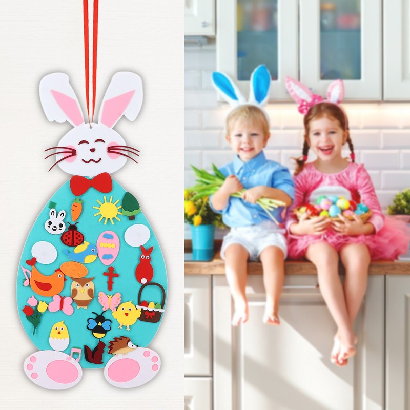 Toddler DIY Felt Rabbit Set Wall Hanging Bunny Crafts Ornaments