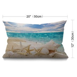 BGBDEIA Cushion Cover,Beach Rectangle Outdoor Cushion Covers 12x20 inch, 30 x 50 cm Cushion Cover with Invisible Zip for Sofa Chair Living Room
