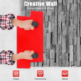 Concrete Cement Wall Mat, Realistic Detail Cushion Slate Seamless Texture Polyurethane Stone Stamp Mat with Two Handle for Walls