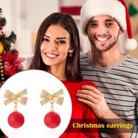 Christmas Bow Earrings for Women Red Christmas Bow Earrings Stocking Stuffers Christmas Gifts for Women 2024 Trending Holiday Earrings Christmas Ribbon Earrings Christmas Gift(Red Bow Earrings)