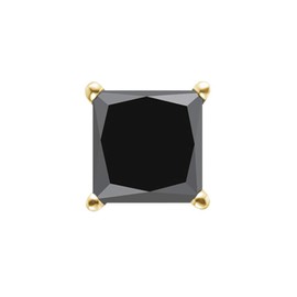0.22-0.31 Cts AA Princess Black Diamond Men's Single Stud Earring - 14KY Gold