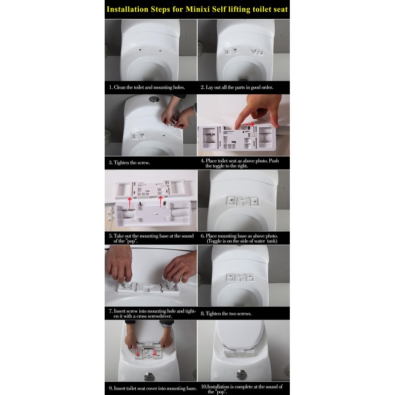 Minixi Self Lifting Toilet Seat, Non Electric,No Cleaning Required,Auto Lifting,Self