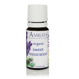AMRITA Aromatherapy: Sweet Restoration Synergy Essential Oil Blend - USDA Certified Organic Essential Oil Blend of Lavender Extra, Sweet Lavandin, & Rosemary Cineol 1.8 - Pure & Undiluted -Size: 10ML