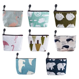 UTMACH Pack of 8 Mini Bags with Zip Purse Mini Purse Canvas Small Coin Bag Women's Mini Canvas Purse for Women Girls, Colourful, purse