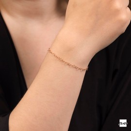 Amberta Women's 925 Sterling Silver Heart Bracelet: 14K Rose Plated