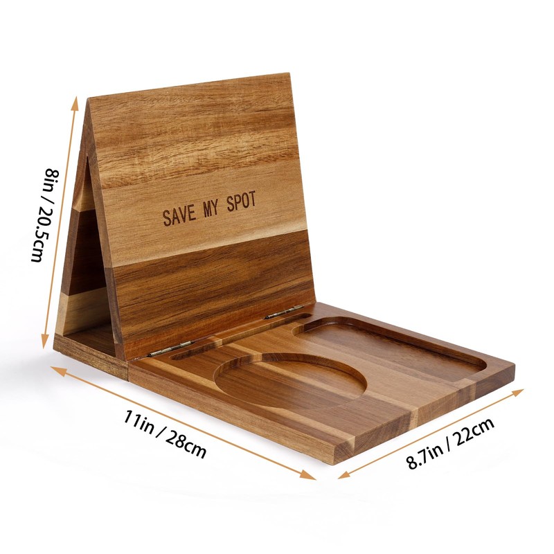 3HQ Wooden Book Stand for Reading Rest, Acacia Triangle Book