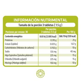 HEALTHADDICTION - Complejo de Espirulina, Chlorella y Moringa, Suplemento Alimenticio - Tabletas de 500mg, 90 Unidades - Toma 3 Cápsulas Diarias