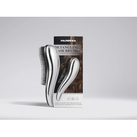 PAREESA Professional Detangling Hair Brush, Silver and Gold, Plastic, Pain-Free, Ergonomic Design for Wet, Dry, Curly, Straight, Thick Hair, 8.5x3x1.5 Inches (Silver)