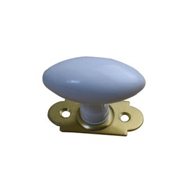 Window Handle Oval White and Brass QUINCADECO