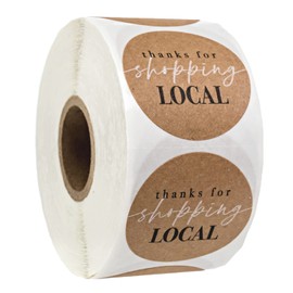 Thanks for Shopping Local Kraft Stickers / 1.5" Business Labels / 500 Thank You Modern Boutique Stickers