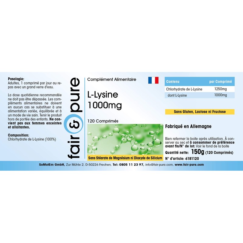 Fair & Pure® - L-Lysine Tablets - 1000 mg -