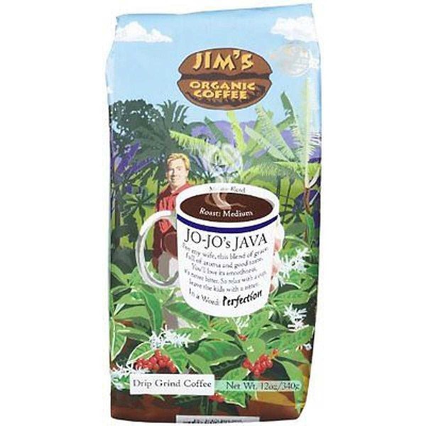 Jims Organic Coffee Jo Jos Java Ground Coffee, 12 Ounce - 6 per case.