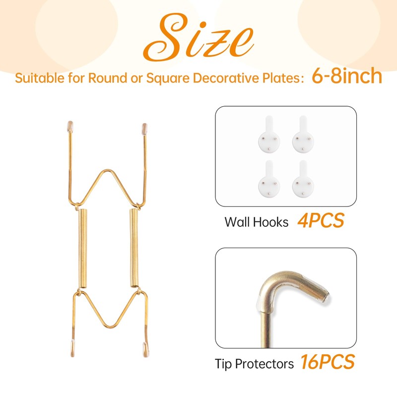 4 Pack Plate Hangers for The Wall, Suitable for 6-8
