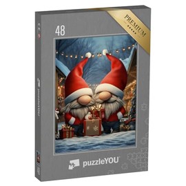 puzzleYOU: Puzzle 48 Teile „Wichtel auf dem Weihnachtsmarkt“