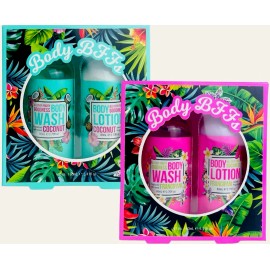 Fresh 2 Sets Body BFF Fruity LOTION & BODY WASH Fragrance Sweet Coconut Frangipani NEW