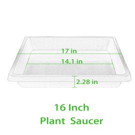 Feyvdzv 16 Inch 2 Pack Square Plant Saucer, Plant Saucers for Indoors, Large Heavy Duty Plastic Flower Plant Trays for Pots, Under Plant Water Catcher Tray for Potted Plants Outdoors (16"-Black)