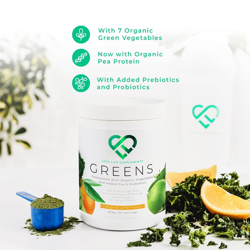 Organic Greens Powder | Orange and Lime Flavour | 273g